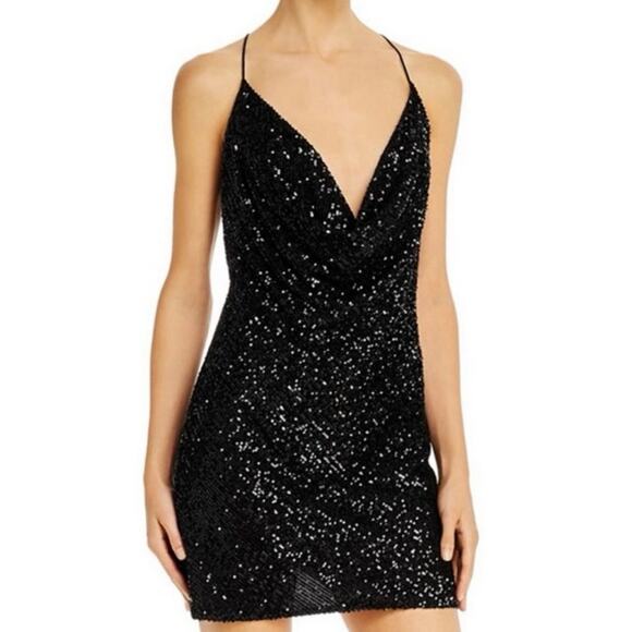 Jay Godfrey Baldwin Cowl Neck Mini Dress Black Size 6 - Picture 2 of 5